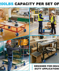 Heavy Duty 5X2 Polyurethane Caster Wheels Set Of 4 Blue Tread Industrial Casters on utility carts in a busy warehouse.