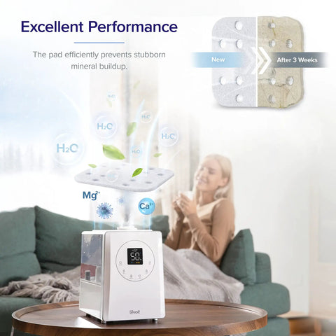 Replacement Humidifier Filters 10 Pack With Mineral Absorption Pads For LV600S LV600HH OasisMist450S showing effectiveness in living room