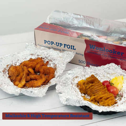 Heavy Duty Aluminum Foil Sheets 500 Pop Up Interfolded 12 By 12 Inch Sheets For Baking Grilling Roasting Cooking And Food Storage Thick Food Safe Silver Extra Large used to serve food