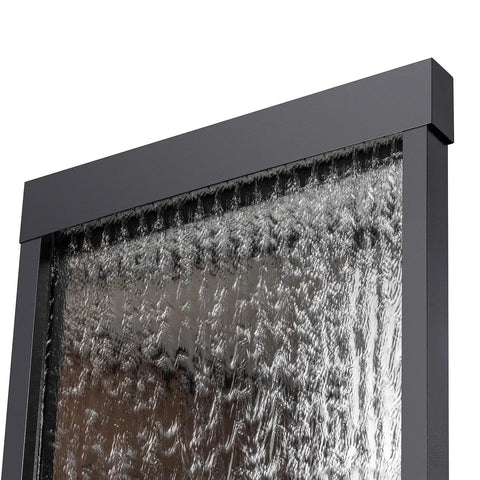 Top view of Mirror Waterfall Fountain with Stones and Lights for Indoor Outdoor Zen Decor Create a Calming Vibe 72 Inches Tall