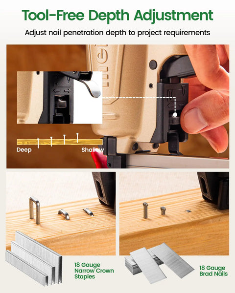 No Sweat 18 Gauge Two In One Pneumatic Nail Gun And Staple Gun Combo Delivering Knockout Drive For Stress Free Diy Builds And Trim Work With All The Fasteners You Actually Need