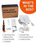In Wall TV Cable Management Kit With Dual Outlet For Wall Mounted TVs Hides Power And Low Voltage Cables Includes Saw Template Six Foot Extension Cord And All In One In Wall Module Contents Display