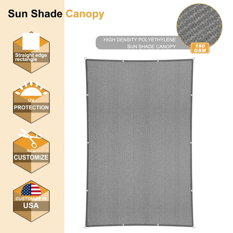 5x7 Gray Sun Shade Sail With Straight Edge And Grommets UV Blocking Water Permeable Canopy Cover For Patio Outdoor