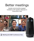 Boss Level 360 Degree 4K Smart Video Conference Camera With Crisp Surround Mic And Speaker Auto Focus Zoom Digital Noise Filtering For Seamless Remote Huddles And Epic Microsoft Teams Crew Gatherings in a meeting.