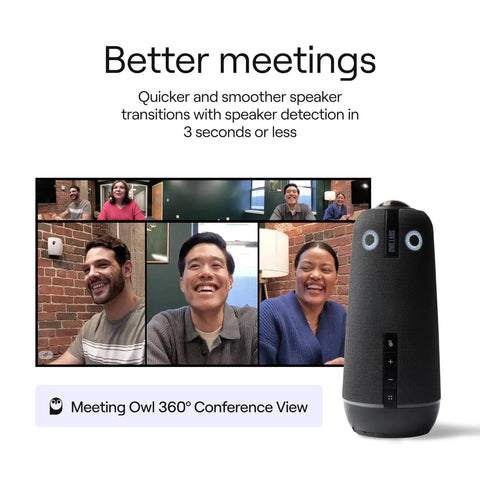 Boss Level 360 Degree 4K Smart Video Conference Camera With Crisp Surround Mic And Speaker Auto Focus Zoom Digital Noise Filtering For Seamless Remote Huddles And Epic Microsoft Teams Crew Gatherings in a meeting.