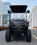 Top Notch Four Passenger Electric Golf Cart With One Touch Start And 48V 150Ah Lithium Battery front view on urban street.
