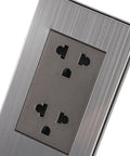 Heavy-Duty 6-Hole Circular Wall Outlet Socket Cover In Rust-Free Stainless Steel for kitchen and office use.