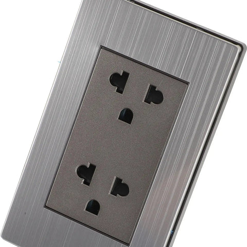 Heavy-Duty 6-Hole Circular Wall Outlet Socket Cover In Rust-Free Stainless Steel for kitchen and office use.