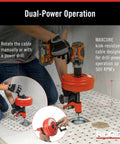 Power Spinner Drain Cleaner With AutoFeed Self Feed Cable For Drill Powered Operation clearing shower drain.