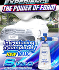 Foam Cannon S V3 With Beefed Up Thick Snow Foam Technology And Quarter Inch Quick Connector For Pressure Washer displayed with foamy car