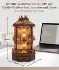 3D Wooden Puzzle Night Light With RGB Ambient Glow Walnut Wood Sculptural Decor For Day And Night Easy 4 To 6 Hour Assembly Dope Cozy Vibe Lighting For Adults Modern Home Accent Lamp, 11-inch walnut wood lantern