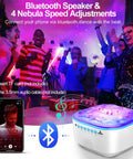 Star Projector Galaxy Night Light With Remote Control And Timer Bluetooth Speaker Aurora Ocean Wave Nebula Sky Projector For Ceiling Decor Epic Bedroom Or Living Room Gift For Kids And Adults with Bluetooth speaker playing music.