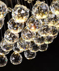Close-up of K9 crystals on Modern K9 Crystal Chandelier Light Fixture With 8 Lights Raindrop Chandeliers In An S Shaped Flush Mount Ceiling