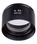 0.5X Barlow Lens For Stereo Industrial Microscopes 48mm Mount Doubles Working Distance And Field Of View Dope Upgrade For VS-1F Through VS-9F Series Easy Install, black metal lens