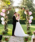 Wedding under Sturdy Steel Garden Archway For Weddings And Yard Vibes, Multi Purpose Arbor With Lattice Side Panels For Climbing Plants