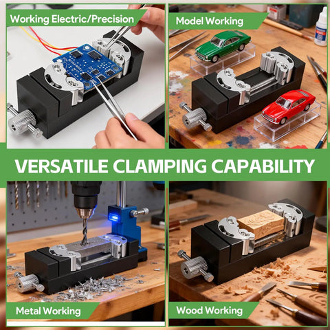 Mini Fractal Vise Clamp Aluminum Table Clamp 0 To 2.44 Inch Adjustable With Flat Jaw And Self Adjusting Fractal Jaw For Irregular Shapes Perfect For Diyers And Makers On Small Projects, clamping PCB