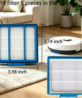 HEPA filter from 24pc Big Kit Replacement Parts For Shark IQ Robot Vacuums with dimensions in a room setting