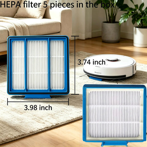 HEPA filter from 24pc Big Kit Replacement Parts For Shark IQ Robot Vacuums with dimensions in a room setting