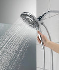 2 In 1 Dual Shower Head With Handheld Hose Chrome Finish Delivering 5 Spray Settings From Full Body Massage To Focused Pause