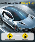 Silver car protected by a durable waterproof sealant layer showcasing advanced repair technology.