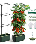 Self Watering Tomato Planter With Trellis And Water Level Indicator, Large Rectangular Cages For Indoor Climbing Plants