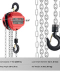 CREWORKS hand chain hoist, red 1-ton manual lever hoist with load chain and hook
