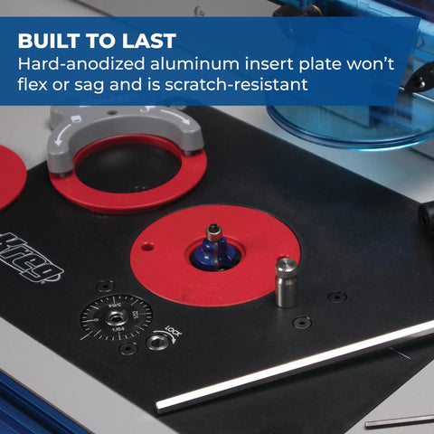 Precision Router Lift For Router Table System With Heavy Duty Plate Insert That Will Not Sag Built For Quick Accurate And Repeatable Setups Smooth Above Table Adjustments And Durable Aluminum Plate