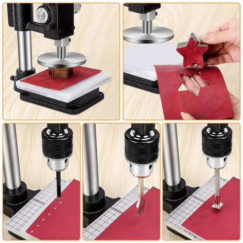 Multi Function Leather Hole Puncher Hand Press Tool for DIY Crafting Leather Cutting Embossing Rivet and Snap Button Installation