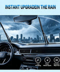 Straight Up Tough 26 And 16 Inch Windshield Wiper Blades With Heavy Metal Frame For All Season Action installed in car during rain.