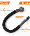 Beefy Built Heavy Duty Off Road Recovery Soft Shackle 1 Inch By 47 Inch UHMWPE Rope with protective sleeve and diamond knot