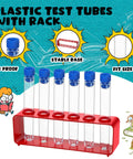 Two Sets Clear Plastic Test Tubes With Rack And Caps 6-Hole Holder For Party Decor Science Experiments Shot Tubes And Candy Favors