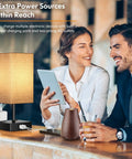 Couple beside 3 Way Dimmable Table Lamp With Touch Control and 2 USB Ports, grey shade, in living room bar setup