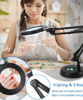 Jewelry maker using Magnifying Glass With Light And Stand For Close Work Two In One Desk Lamp And Clamp Eight X Magnification