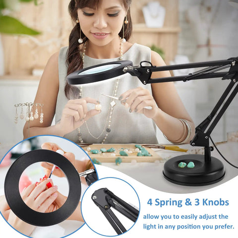 Jewelry maker using Magnifying Glass With Light And Stand For Close Work Two In One Desk Lamp And Clamp Eight X Magnification