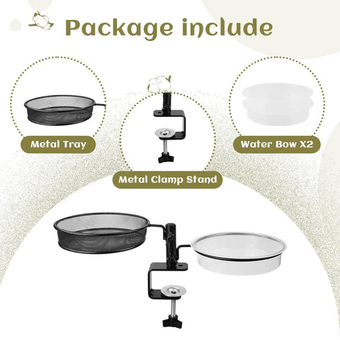 Platform Deck Bird Feeder With Bath Dual Use Outdoor Bird Bath And Feeder Heavy Duty Bronze Steel Construction Dope Detachable And Adjustable Mount included items