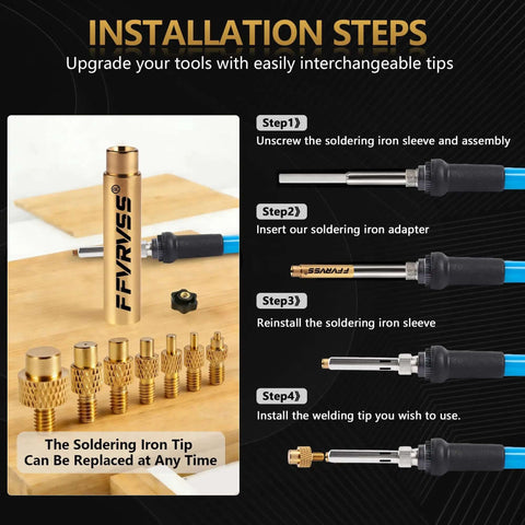 Installation steps for using Soldering Tips And Heat Set Insert Kit For Thread Inserts M2 M2.5 M3 M4 M5 M6 M8 Toolkit