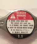 Front view of Honda Radiator Cap 19045-PAA-A01 Chrome Finish Replacement for Honda Engines, OEM-grade cap with warning label.