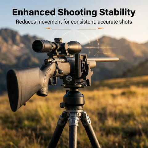 Rifle Saddle Mount for Hunting Tripod with Integrated Arca Base in field for precision shooting