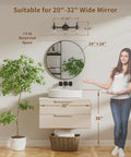 Black Vanity Light 3 Light Modern Bathroom Fixtures Over Mirror With Globe Glass Shade Matte Black Finish E26 Base 17 Inch UL Listed Durable And Super Slick For A Fresh Spa Like Bath installed over a round mirror with dimensions.