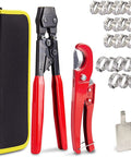 Ratchet PEX Crimping Clamp Cinch Tool And Pipe Hose Cutter Set With Storage Bag Meets ASTM F2098 Stainless Steel Pipe Clamps Kit