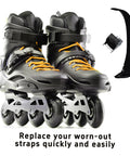 2 Pack Adjustable Inline Skate Strap Replacement With Screws And Nuts Energy Straps For Roller Skates Universal Fit For Men Women Kids Black Buckles Easy Install