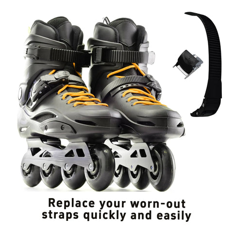 2 Pack Adjustable Inline Skate Strap Replacement With Screws And Nuts Energy Straps For Roller Skates Universal Fit For Men Women Kids Black Buckles Easy Install