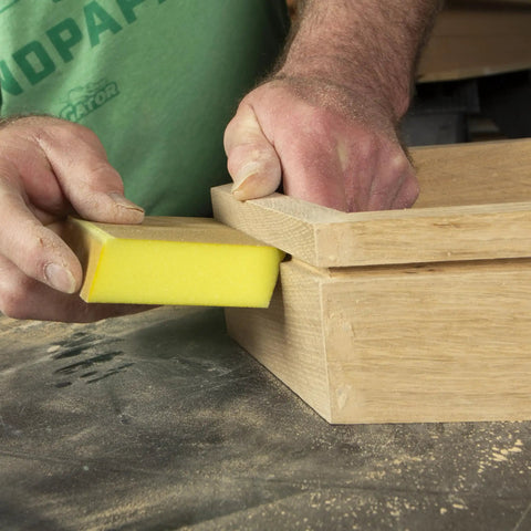 Very Fine 220 Grit Dual Angle Sanding Sponge 3 By 5 By 1 Inches for smoothing wood edges, easy grip, handheld tool