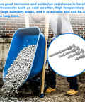 Premium Wheelbarrow Handle Bolts And Nuts Kit Includes Four Heavy Duty Frame Sizes For Quick Repair Of Aging Garden Carts in use with gravel.