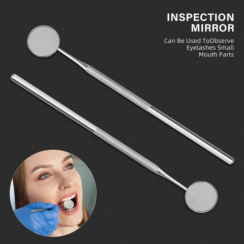 Stainless Steel Dental Mirror With Handle 6.5 Inch Angled 45 Degree Must Have Pro Grade Tool For Teeth Cleaning Plaque Check