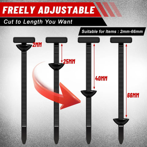 Universal Nylon Cable Tie Buckles 300 Pack with adjustable lengths from 2mm to 66mm for cars and trucks fastener kit.