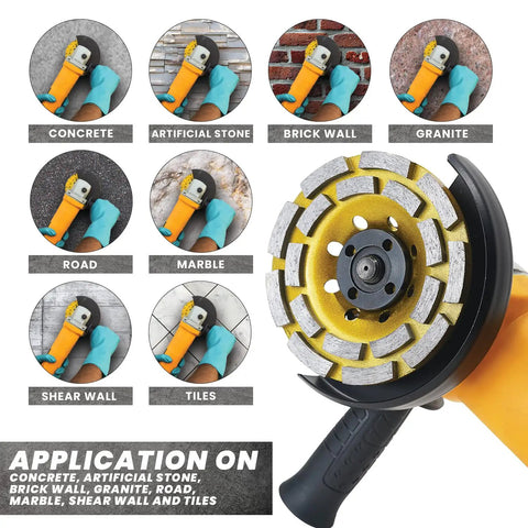 4.5 Inch Diamond Cup Wheel For Angle Grinders, 18 Diamond Segments, Seven Eighths Inch Arbor, Heavy Duty for Concrete