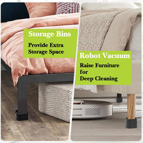 Four Pack Heavy Duty Adjustable Bed Risers 1 2 3 Inch Square Stackable Furniture Lifts under bed and sofa for storage and vacuum access