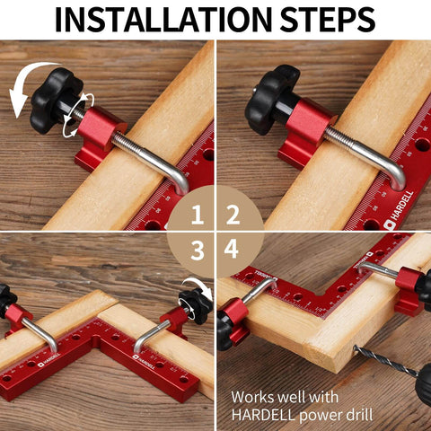 Installation steps for 90 Degree Positioning Squares Set For Woodworking Right Angle Clamps 5.5 By 5.5 Inches Aluminum Alloy