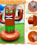 Inflatable Luau Tiki Pool Ring Toss Set With 4 Rings And Tiki Base 25 Inch Tiki Toss Beach Party Toy For Adults Indoor Outdoor Summer Pool Games Colorful Tropical Theme Party Supplies displayed on grass with PVC material features